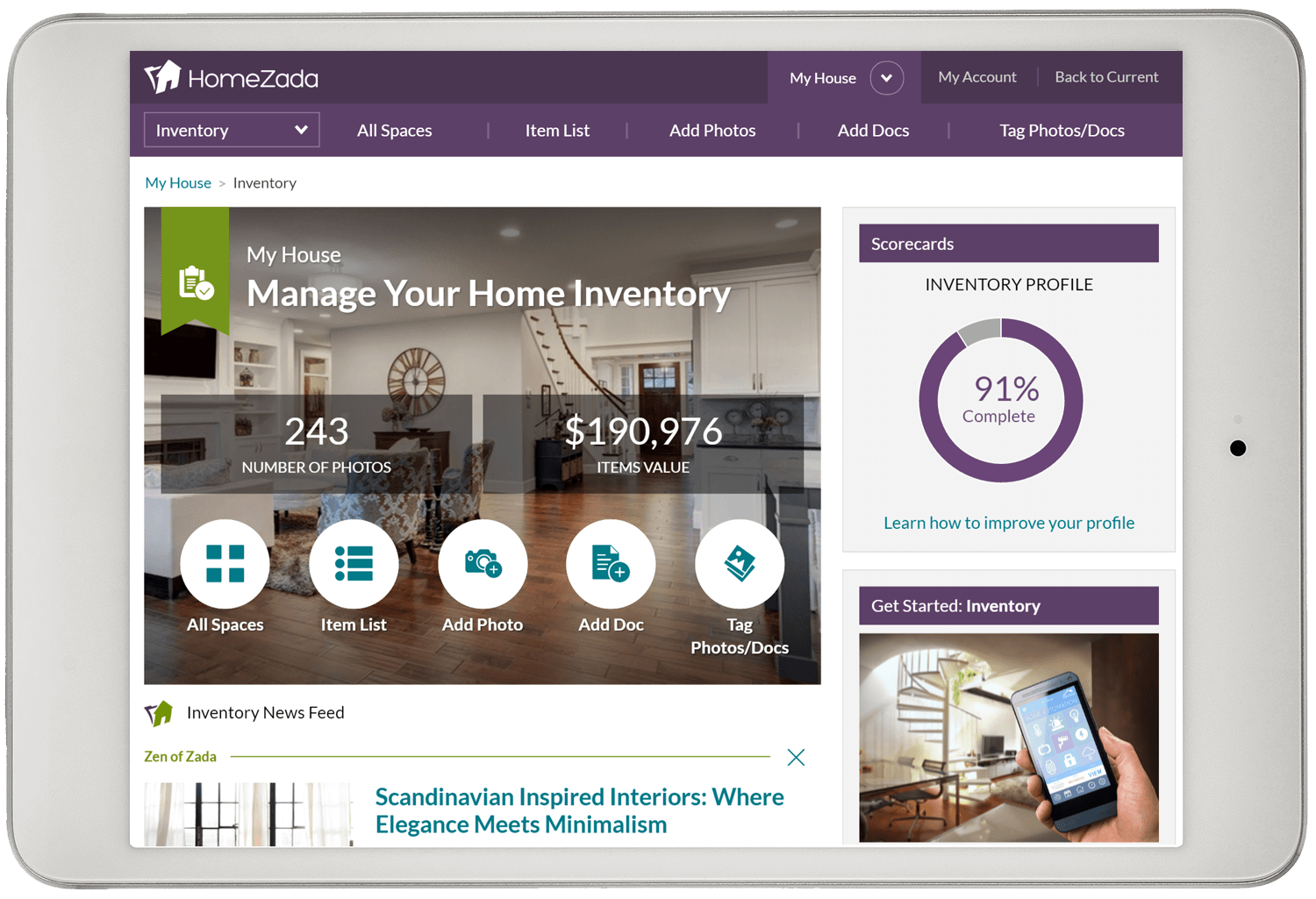 Home inventory dashboard